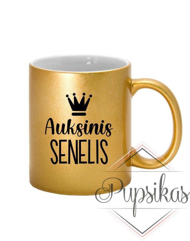 Standartinis puodelis su blizgučiu „AUKSINIS SENELIS“